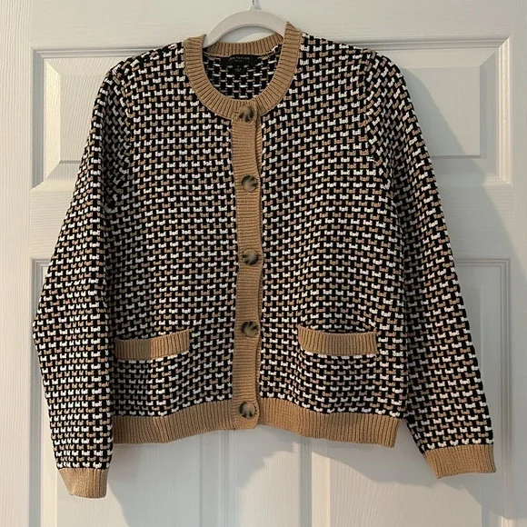 Ann Taylor Petite Geo Stitch Sweater Jacket - Picture 6 of 10